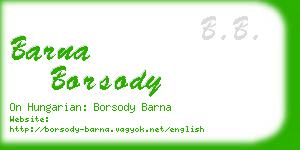 barna borsody business card